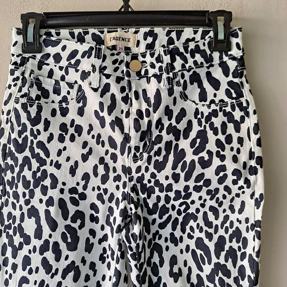 L'Agence Marguerite Genoa Print Stretch Jeans Pant in White & Black - Size 25 - Picture 7 of 11